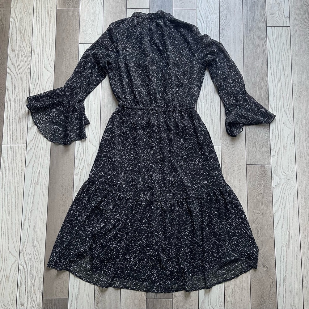 Donna Karan Black High Low Dress with Ruffle Sleeves - Picture 3 of 5
